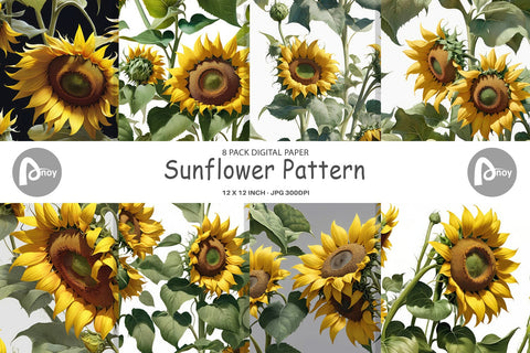Digital Paper Sunflower Pattern Digital Pattern artnoy 