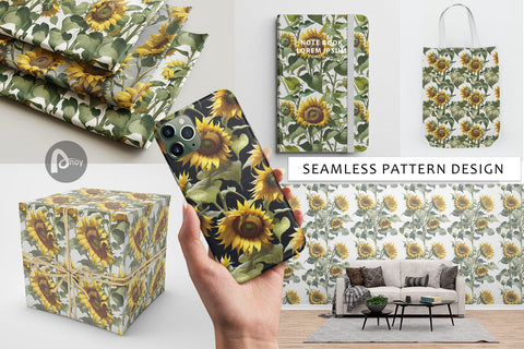 Digital Paper Sunflower Pattern Digital Pattern artnoy 