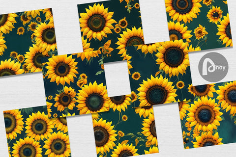 Digital Paper Sunflower Watercolor Digital Pattern artnoy 