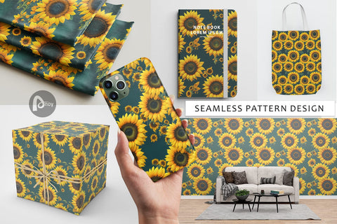 Digital Paper Sunflower Watercolor Digital Pattern artnoy 