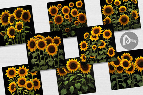 Digital Paper Sunflowers Dark Sublimation artnoy 