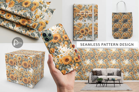 Digital Paper Sunflowers Pattern Digital Pattern artnoy 
