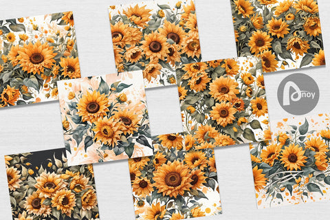 Digital Paper Sunflowers Pattern Digital Pattern artnoy 