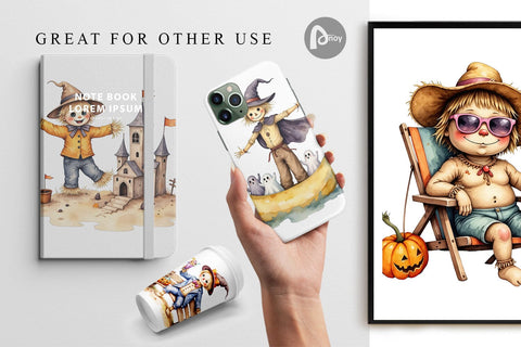 Digital Paper Sunny Scarecrow Fun Digital Pattern artnoy 