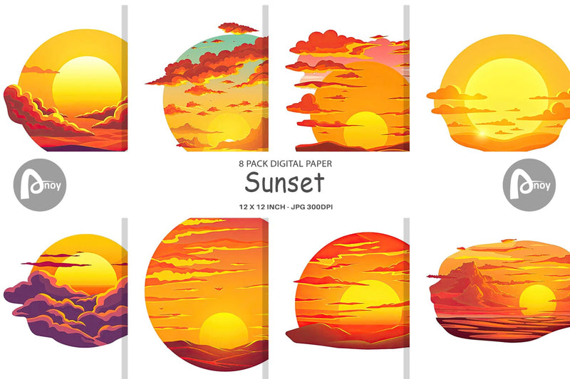 Digital Paper Sunset Digital Pattern artnoy 