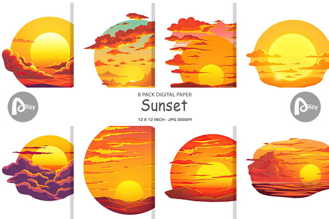 Digital Paper Sunset Digital Pattern artnoy 