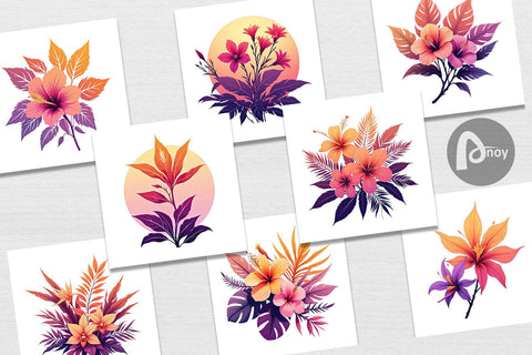 Digital Paper Sunset Florals Digital Pattern artnoy 