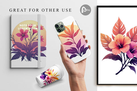 Digital Paper Sunset Florals Digital Pattern artnoy 