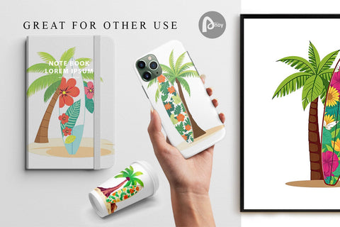 Digital Paper Surfboard Digital Pattern artnoy 