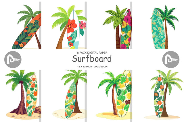 Digital Paper Surfboard Digital Pattern artnoy 