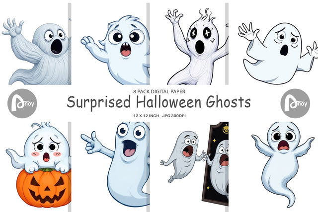 Digital Paper Surprised Ghosts Digital Pattern artnoy 