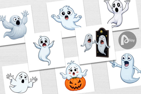 Digital Paper Surprised Ghosts Digital Pattern artnoy 