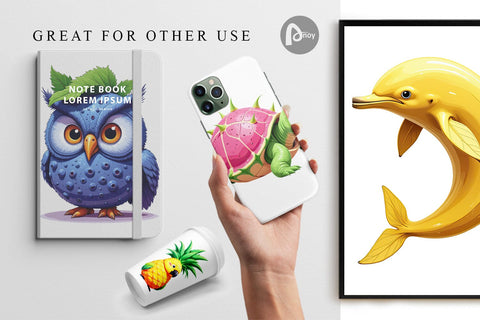 Digital Paper Surreal Fruit Animals Sublimation artnoy 