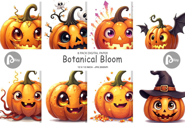 Digital Paper Surreal Pumpkins Digital Pattern artnoy 