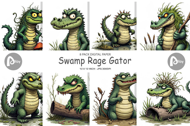 Digital Paper Swamp Gator Digital Pattern artnoy 