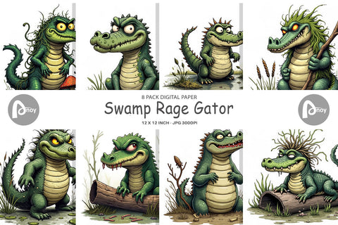 Digital Paper Swamp Gator Digital Pattern artnoy 