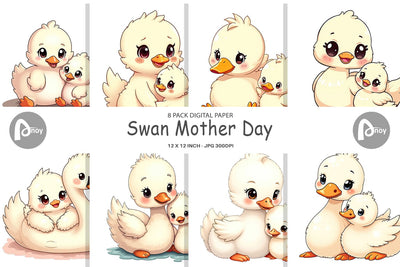 Digital Paper Swan Mother's Day Digital Pattern artnoy 