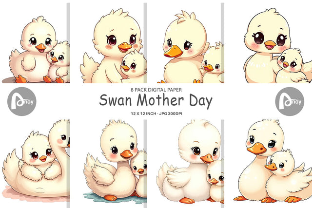 Digital Paper Swan Mother's Day Digital Pattern artnoy 