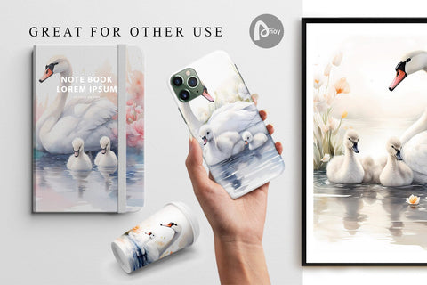 Digital Paper Swans Mother Day Digital Pattern artnoy 