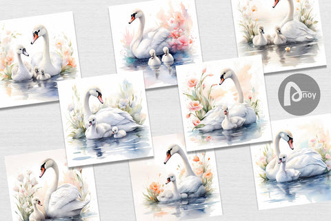 Digital Paper Swans Mother Day Digital Pattern artnoy 