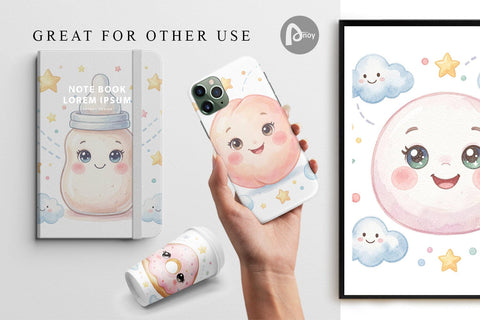 Digital Paper Sweet Baby Treat Watercolor Digital Pattern artnoy 