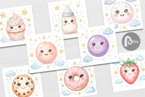 Digital Paper Sweet Baby Treat Watercolor Digital Pattern artnoy 