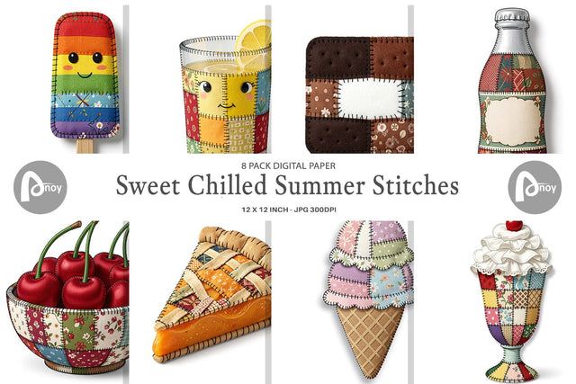 Digital Paper Sweet Chilled Summer Stitches Sublimation artnoy 