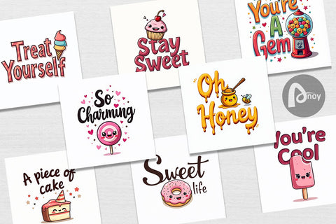 Digital Paper Sweet Nostalgia Retro Kawaii Dessert Quote Digital Pattern artnoy 