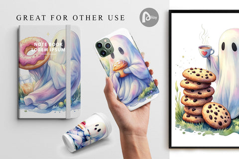 Digital Paper Sweet Pastry Coffee Ghost Sublimation artnoy 