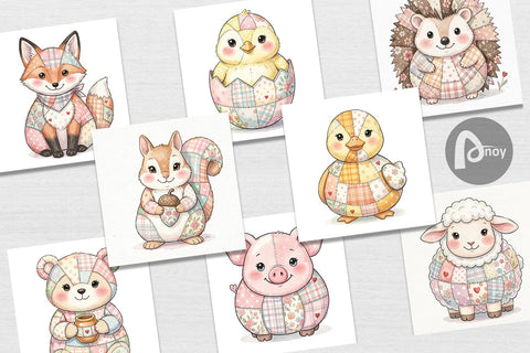 Digital Paper Sweet Picnic Patchwork Watercolor Digital Pattern artnoy 
