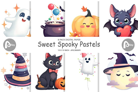 Digital Paper Sweet Spooky Pastels Digital Pattern artnoy 