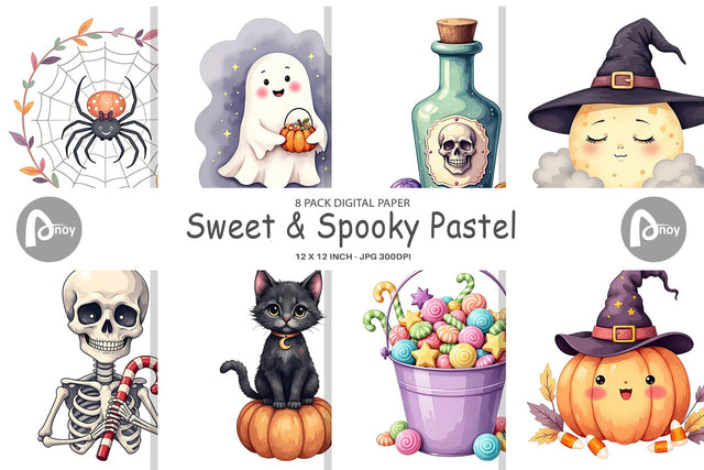 Digital Paper Sweet Spooky Pastels Digital Pattern artnoy 