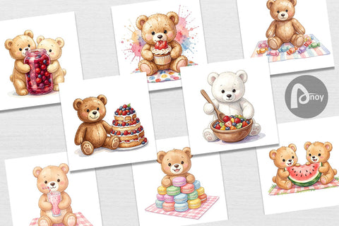 Digital Paper Sweet Treats Teddy Bear Digital Pattern artnoy 