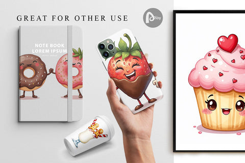 Digital Paper Sweetheart Cafe Valentine Watercolor Treats Digital Pattern artnoy 