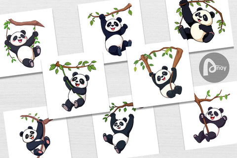 Digital Paper Swing Panda Digital Pattern artnoy 