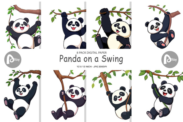 Digital Paper Swing Panda Digital Pattern artnoy 