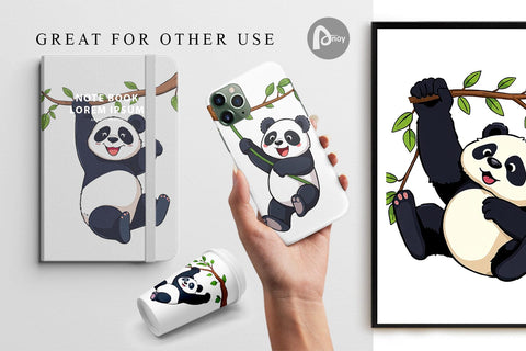 Digital Paper Swing Panda Digital Pattern artnoy 