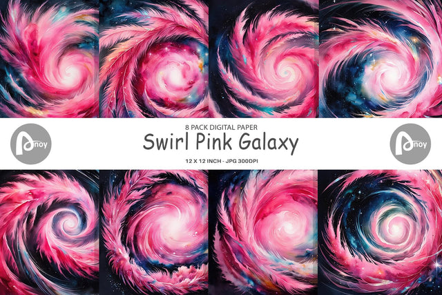 Digital Paper Swirl Pink Galaxy Digital Pattern artnoy 