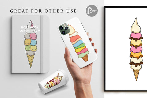 Digital Paper Tall Ice Cream Digital Pattern artnoy 