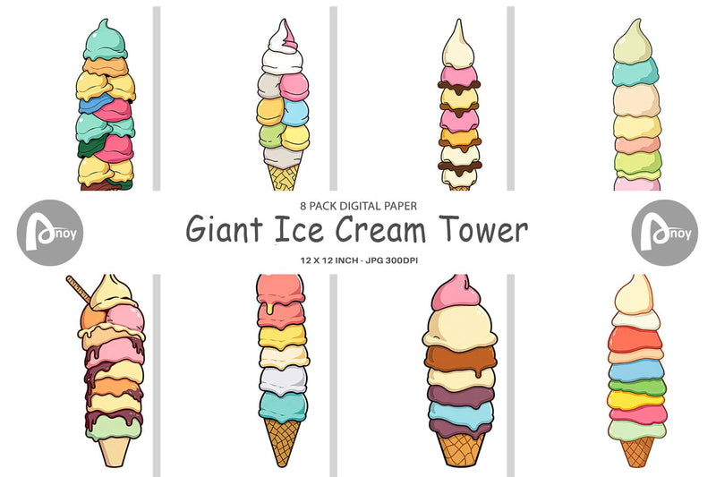 Digital Paper Tall Ice Cream Digital Pattern artnoy 