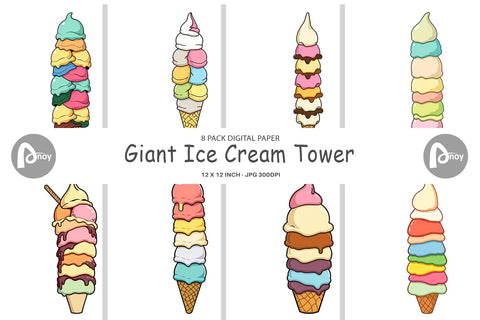 Digital Paper Tall Ice Cream Digital Pattern artnoy 