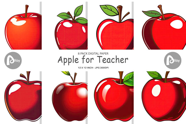 Digital Paper Teacher Apple Clipart Digital Pattern artnoy 