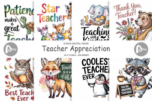 Digital Paper Teacher Appreciation Digital Pattern artnoy 