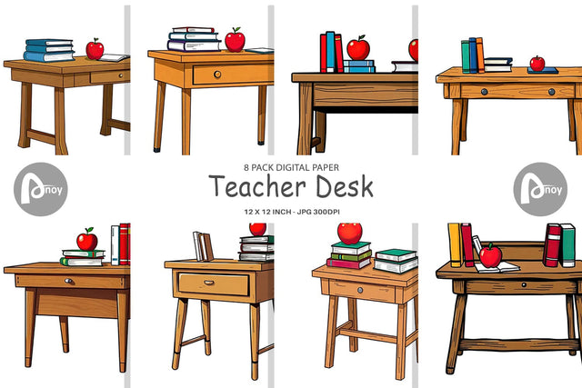 Digital Paper Teacher Desk Digital Pattern artnoy 