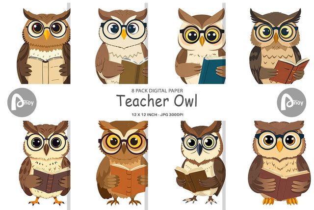 Digital Paper Teacher Owl Digital Pattern artnoy 