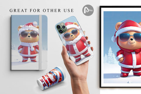 Digital Paper Teddy Bear Christmas Digital Pattern artnoy 