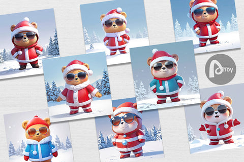 Digital Paper Teddy Bear Christmas Digital Pattern artnoy 