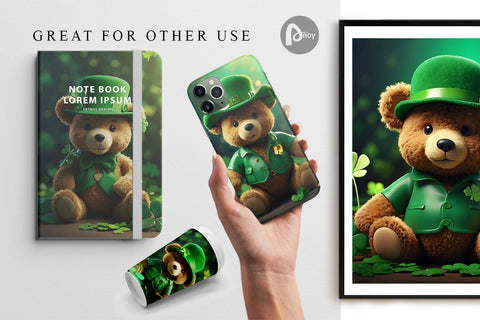 Digital Paper Teddy Bear Patrick's Day Digital Pattern artnoy 