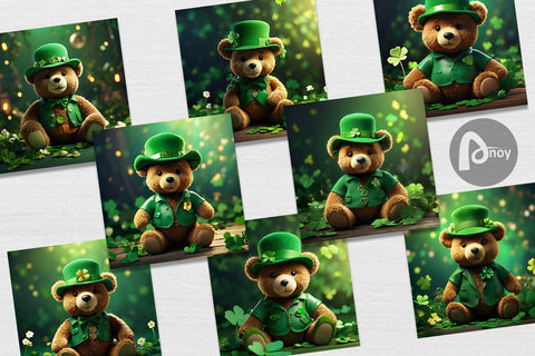 Digital Paper Teddy Bear Patrick's Day Digital Pattern artnoy 