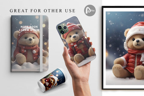 Digital Paper Tedy Bear Christmas Digital Pattern artnoy 